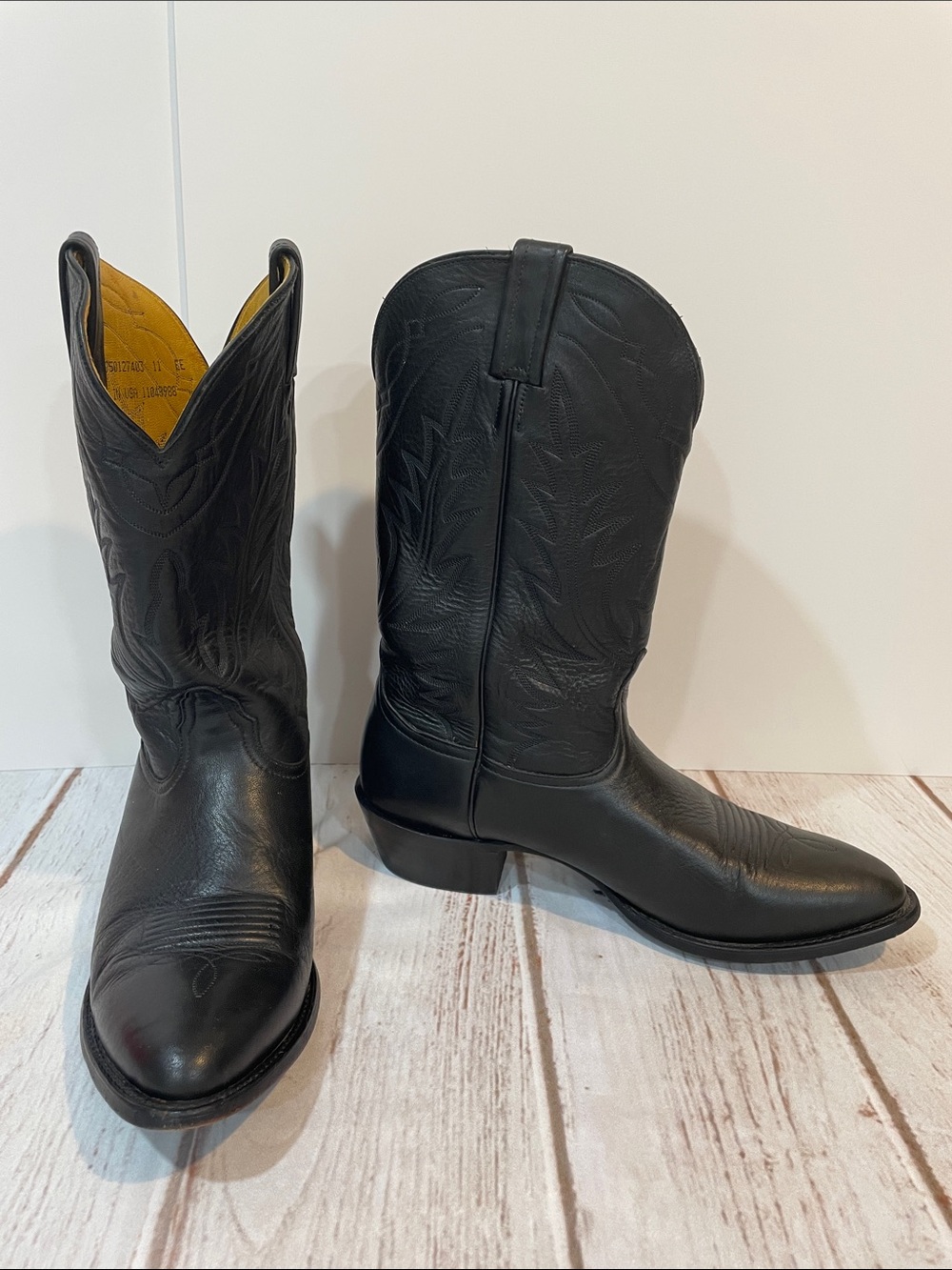 Nocona USA Men’s size 11EE Wide Classic Black Leather Western Cowboy Boots